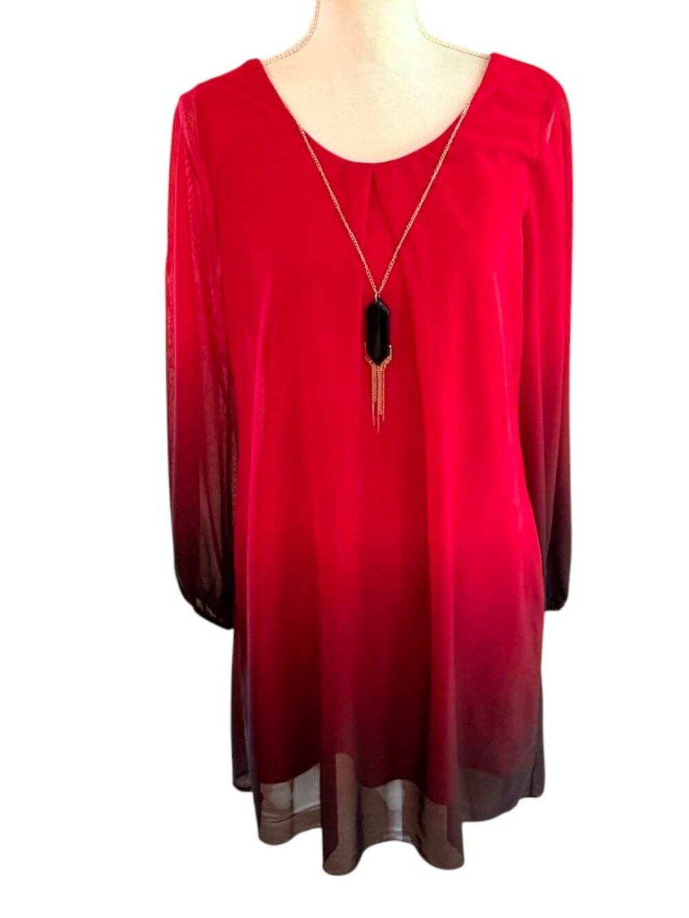 IZ Byer Red-to-Black Ombre Sheath Dress NWT